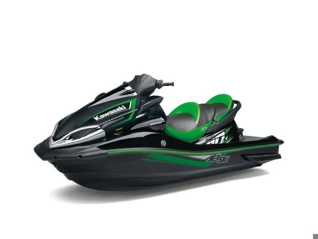 The Image of 2020 Kawasaki Jet Ski Ultra 310LX, black and green design. - 1