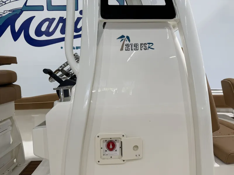 Slide: The Image of Key West 219FSR boat 2026, interior view with helm console. - 16