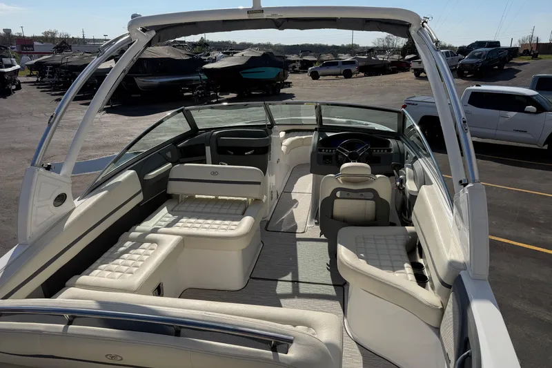 Slide: The Image of 2019 Cobalt R5 boat interior with luxurious seating and modern dashboard. - 10