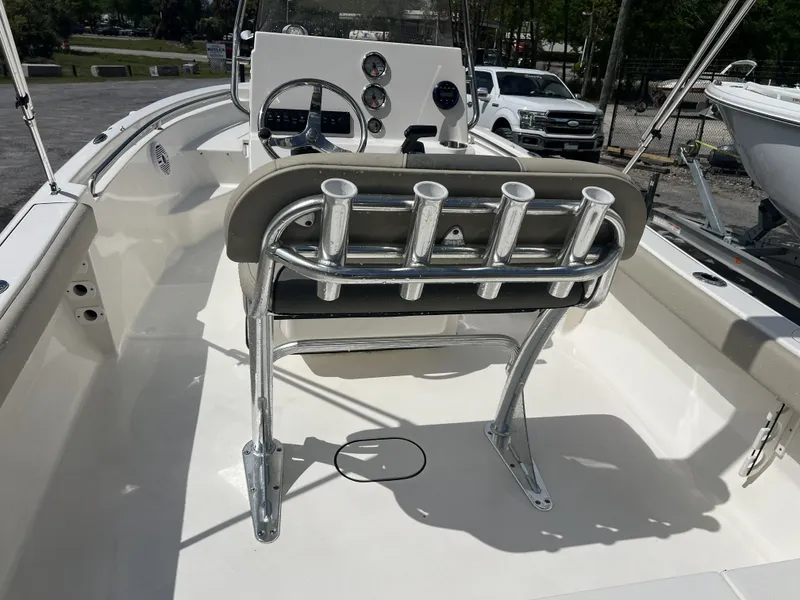 Slide: The Image of Interior view of a 2026 Key West 189 FS boat with helm console. - 3