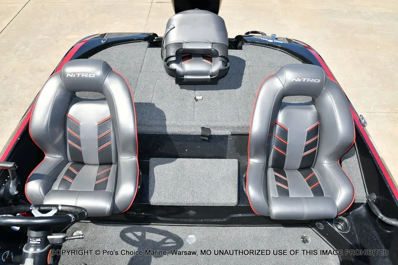 Slide: The Image of Interior of Nitro Z18 Pro boat, gray seats, 2023 model. - 15