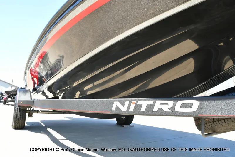 Slide: The Image of 2023 Nitro Z18 Pro boat on trailer, side view. - 35