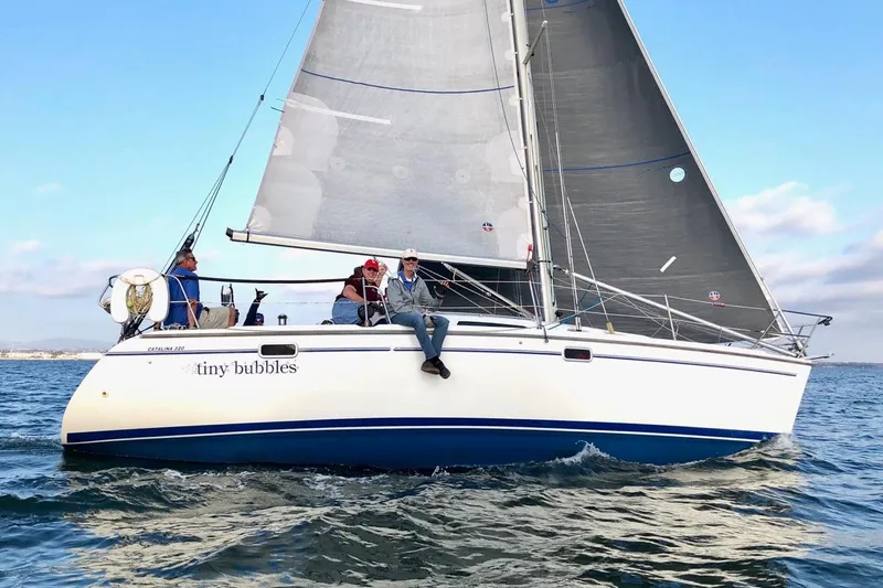 The Image of Sailing on a 1999 Catalina 320 yacht named "Tiny Bubbles" in open waters. - 0