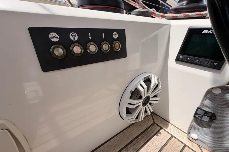 Slide: The Image of Control panel and speaker on a 2020 Beneteau Oceanis 51.1 yacht deck. - 35