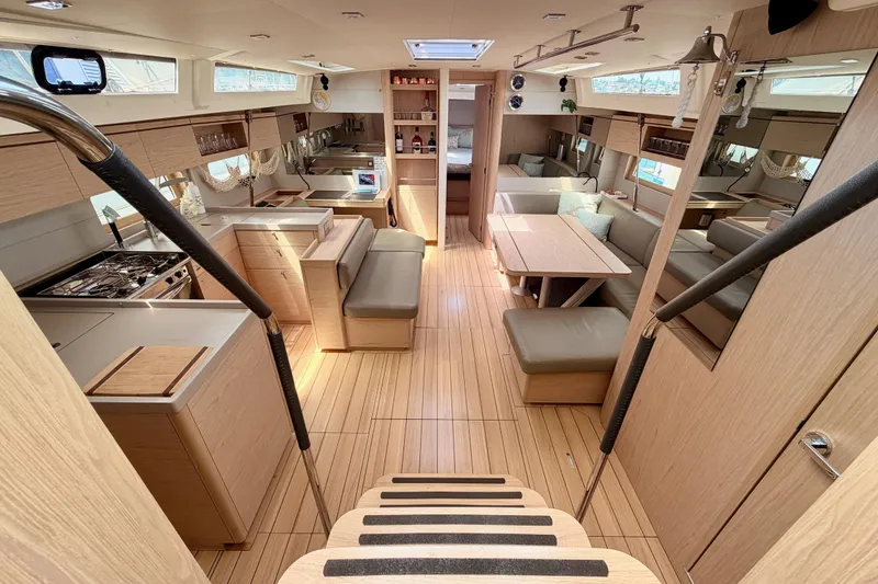 Slide: The Image of Luxurious interior of 2020 Beneteau Oceanis 51.1 yacht with modern furnishings and spacious layout. - 44