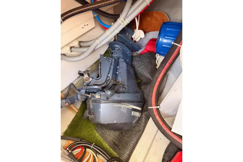 Slide: The Image of Yamaha outboard motor in Beneteau Oceanis 51.1 yacht engine compartment, 2020 model. - 93