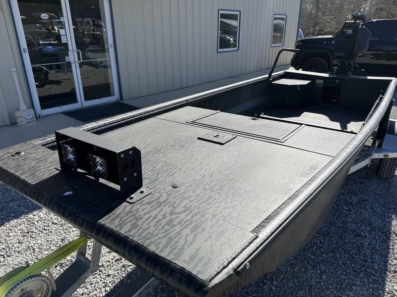 Slide: The Image of Gator Tail Gator Series 17 x 48 boat, 2026 model, on trailer. - 3