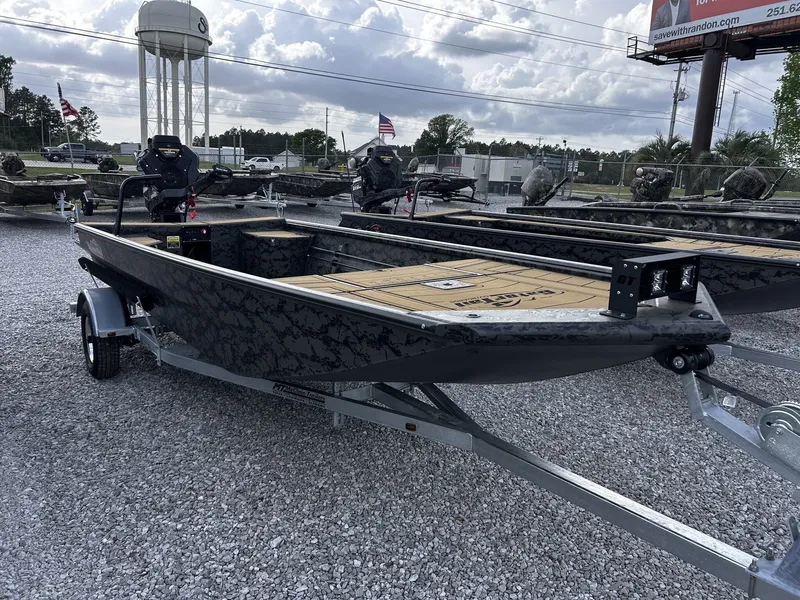 The Image of Gator Tail Extreme Series 1860 boat, 2026 model, on trailer. - 1