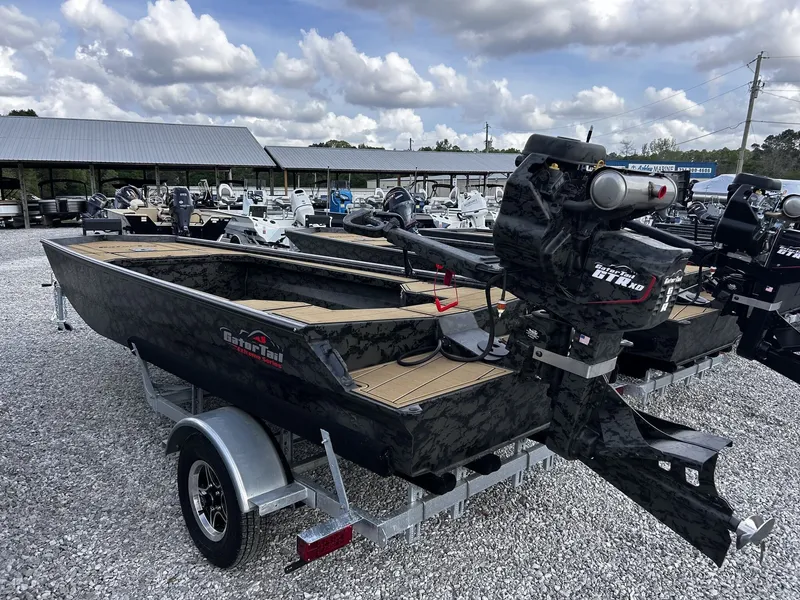 Slide: The Image of Gator Tail Extreme Series 1854 boat, 2026 model, on trailer outdoors. - 4