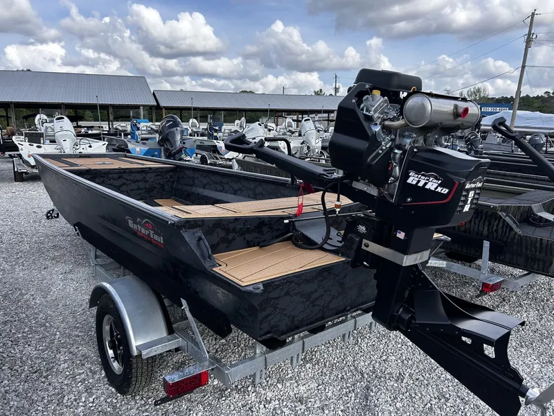 Slide: The Image of Gator Tail Extreme Series 1754 boat, 2026 model, on trailer outdoors. - 4
