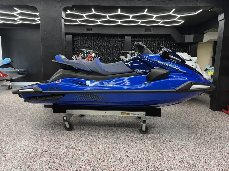 Slide: The Image of 2026 Yamaha VX Limited jet ski in showroom. - 1