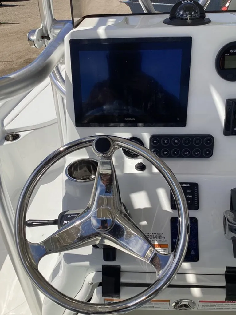 Slide: The Image of Steering console of Blazer PureBay 2200 boat, year 2026. - 31