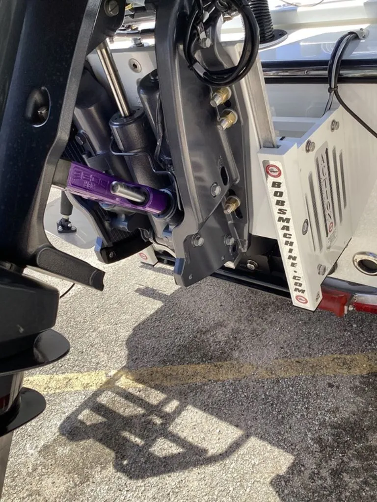 Slide: The Image of Close-up of Blazer PureBay 2200 boat stern, model year 2026. - 8