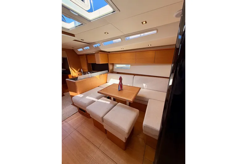 Slide: The Image of Luxurious interior of 2017 Solaris 50 yacht with elegant seating and wooden finishes. - 109