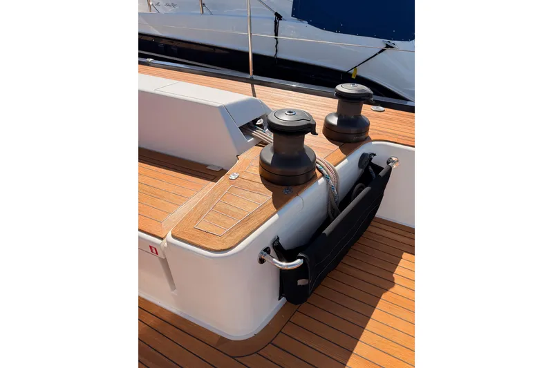 Slide: The Image of Teak deck of 2017 Solaris 50 yacht with winches and rope storage. - 35
