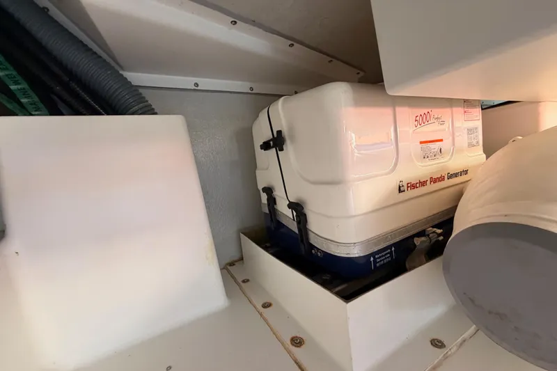 Slide: The Image of Engine compartment of a 2017 Solaris 50 featuring a Fischer Panda generator. - 41