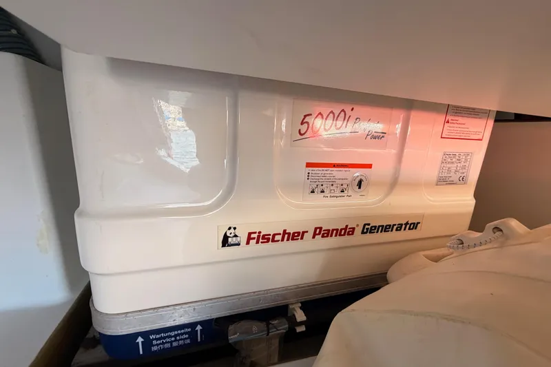 Slide: The Image of Fischer Panda generator in a 2017 Solaris 50 yacht, labeled "5000i Power." - 42
