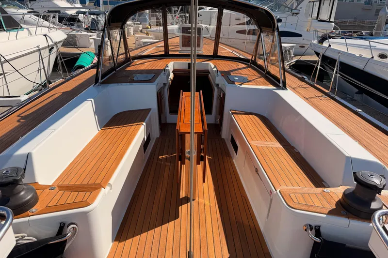 Slide: The Image of Luxurious 2017 Solaris 50 yacht with teak deck and spacious cockpit at marina. - 54
