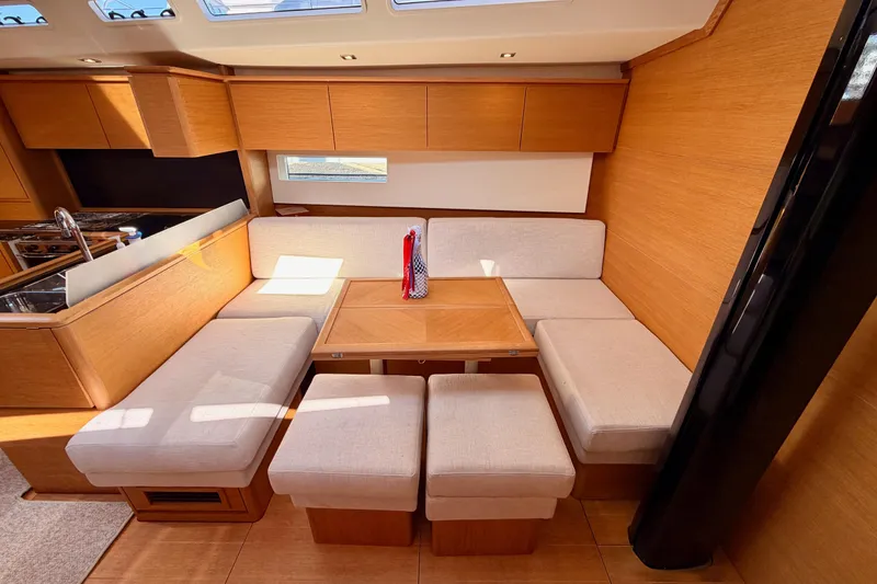 Slide: The Image of Luxurious interior of 2017 Solaris 50 yacht with cozy seating and wooden finishes. - 94