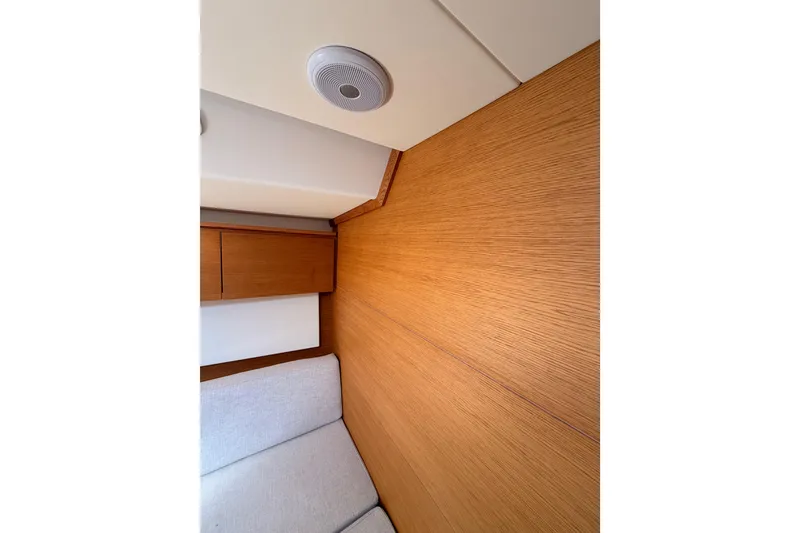 Slide: The Image of Interior of 2017 Solaris 50 yacht with wooden paneling and modern design. - 97