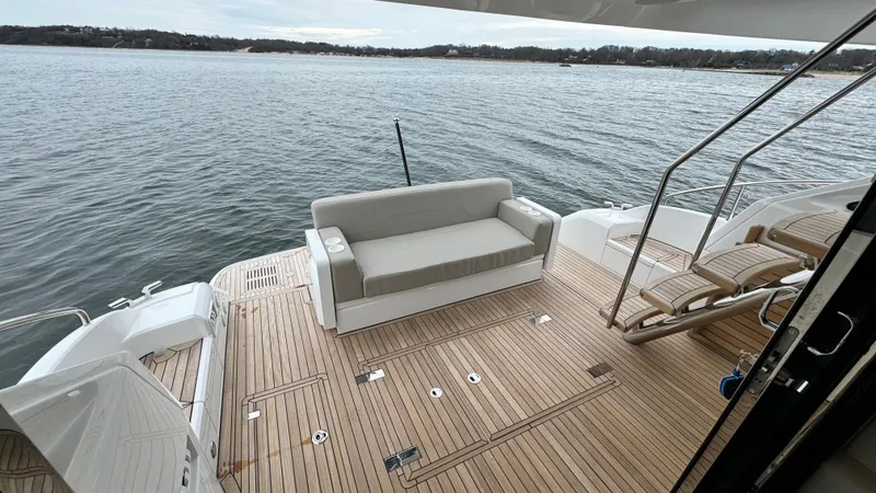 Slide: The Image of Fairline Squadron 50 Yacht 2024 with elegant teak deck. - 22
