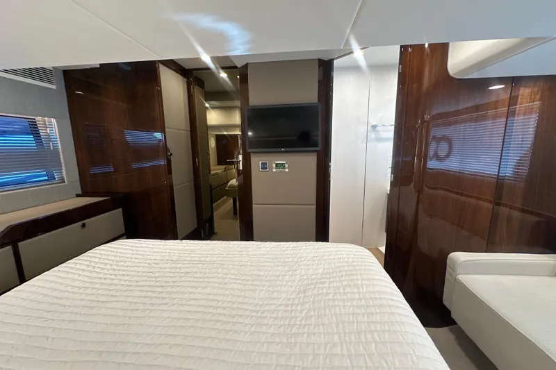 Slide: The Image of Luxurious interior of 2024 Fairline Squadron 50 yacht with modern furnishings and sleek design. - 48