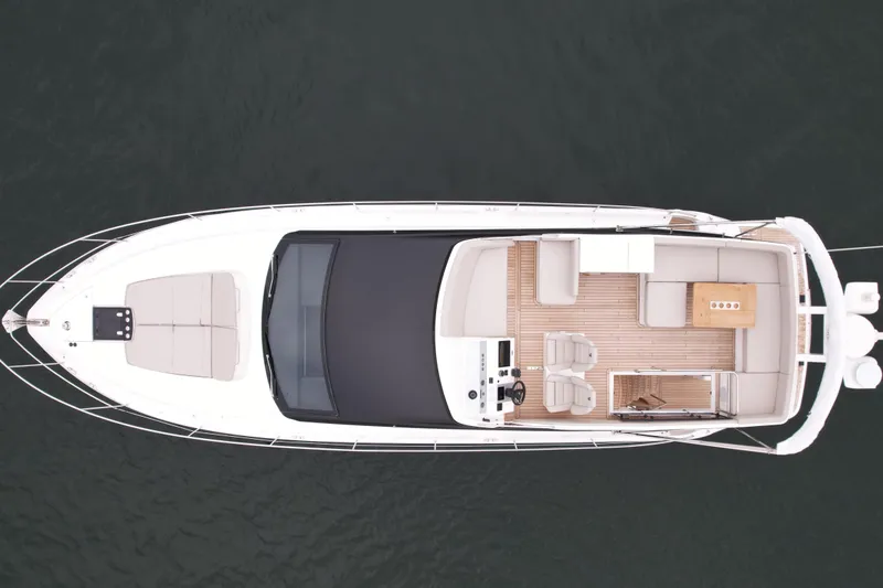 Slide: The Image of Top view of 2024 Fairline Squadron 50 yacht with spacious deck layout. - 71