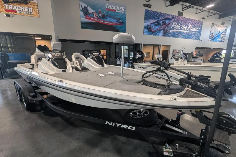 The Image of 2026 Nitro Z19 XL Pro boat displayed in showroom, featuring sleek design and advanced features. - 0