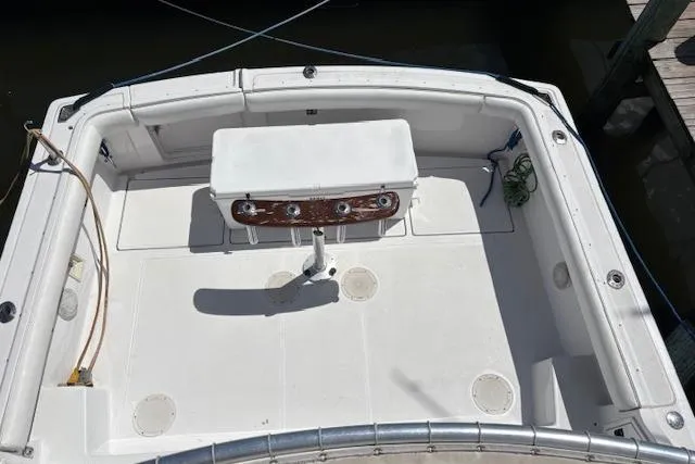 Slide: The Image of 1992 Tiara Yachts 3600 Open boat deck with fishing station and seating area. - 4