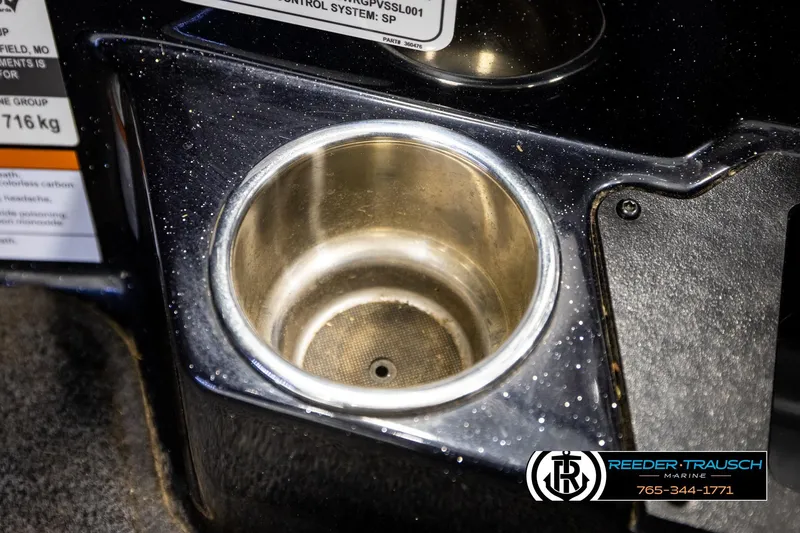 Slide: The Image of Cup holder in 2023 Ranger Z519 boat, featuring Reeder-Trausch Marine branding. - 37