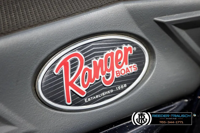 Slide: The Image of Ranger Boats logo on 2023 Ranger Z519, established 1968, Reeder-Trausch Marine branding. - 41