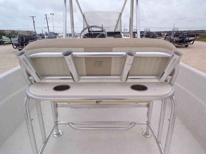 Slide: The Image of 2013 Carolina Skiff 238 DLV with rod holders and helm console. - 23