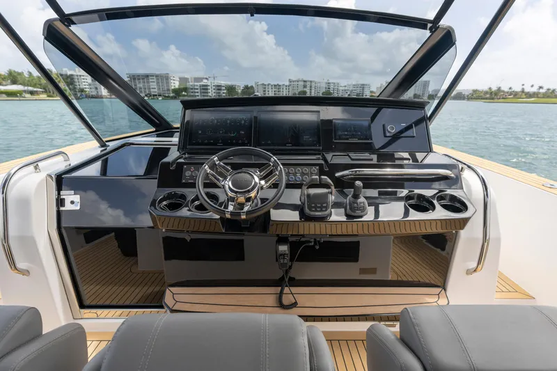 Slide: The Image of Helm of 2024 Pardo Yachts 43, featuring sleek controls and modern navigation displays. - 20