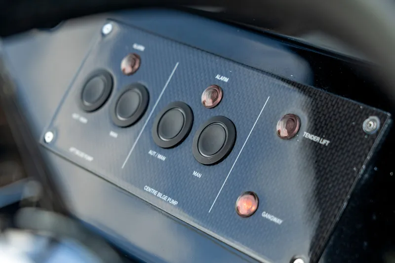Slide: The Image of Control panel of 2024 Pardo Yachts 43, featuring buttons and indicators. - 24