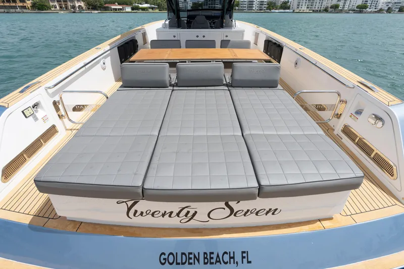 Slide: The Image of 2024 Pardo Yachts 43 luxury deck with sunbed, Golden Beach, FL. - 49