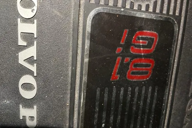Slide: The Image of Close-up of Volvo Penta 8.1 Gi engine cover on 2003 Four Winns 378 Vista boat. - 20
