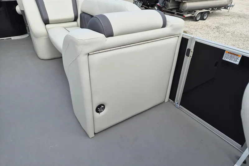 Slide: The Image of Interior seating of 2025 Sylvan Mirage Fish 8522 Party Fish 4.0 pontoon boat. - 4