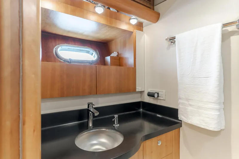 Slide: The Image of Luxurious bathroom in 2006 Cheoy Lee 72' Raised Pilot House yacht. - 25