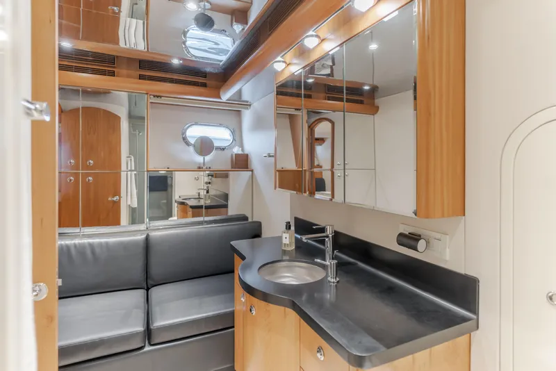 Slide: The Image of Luxurious bathroom interior of 2006 Cheoy Lee 72' Raised Pilot House yacht. - 27