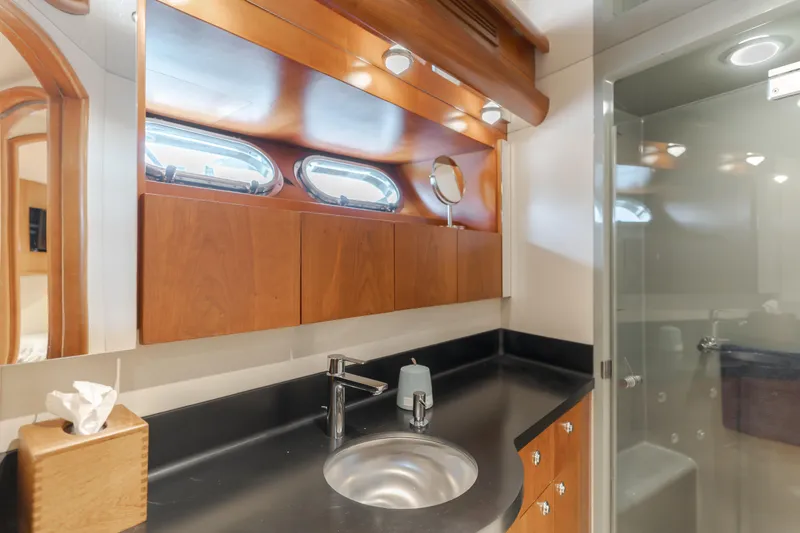 Slide: The Image of Luxurious bathroom interior of 2006 Cheoy Lee 72' Raised Pilot House yacht. - 33