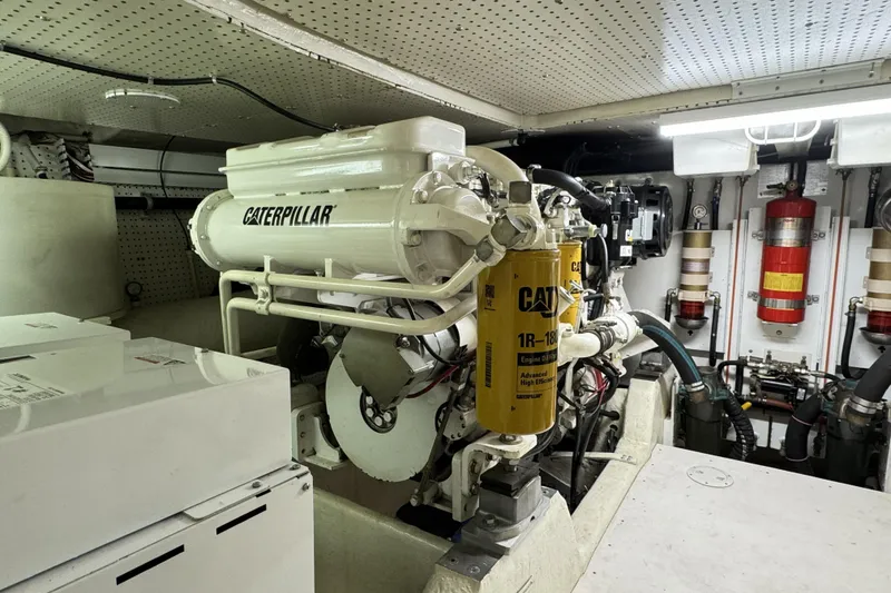 Slide: The Image of Engine room of 2001 Neptunus 56 Express yacht with Caterpillar machinery. - 47