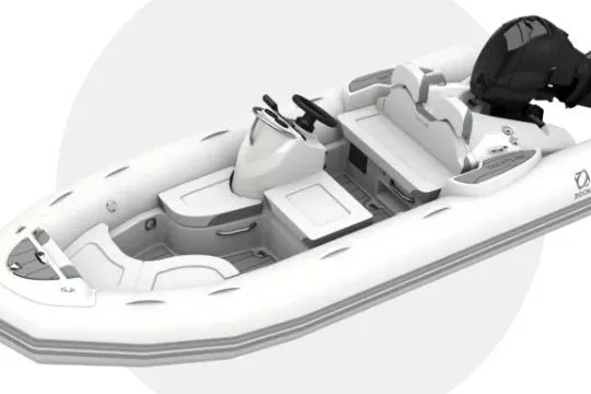 Slide: The Image of 2026 Zodiac Yachtline 440 inflatable boat with sleek design and modern features. - 2