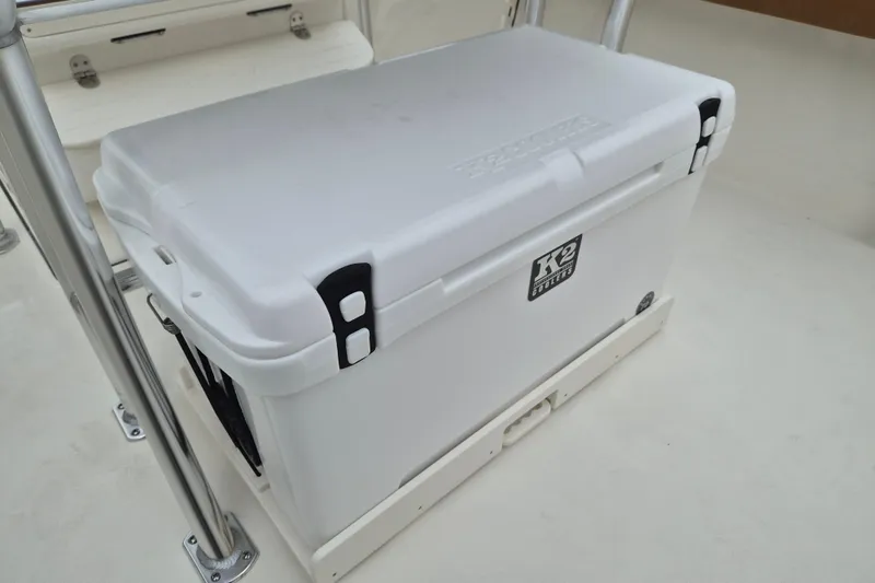 Slide: The Image of White K2 cooler on 2026 Key West 219 FS boat deck. - 9