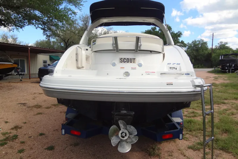 Slide: The Image of Rear view of a 2008 Chaparral 276 SSX boat on a trailer. - 8