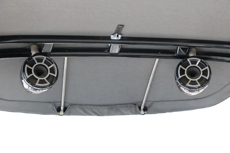 Slide: The Image of Speakers on a 2017 Yamaha Boats AR240 HO, mounted under a canopy. - 19