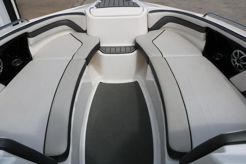 Slide: The Image of 2017 Yamaha Boats AR240 HO interior with sleek seating and modern design. - 24