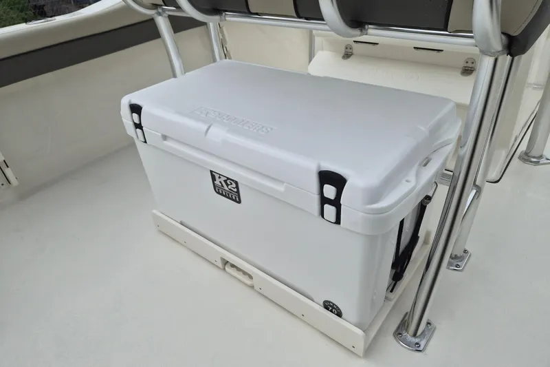 Slide: The Image of White K2 cooler on 2026 Key West 219 FS boat deck. - 10