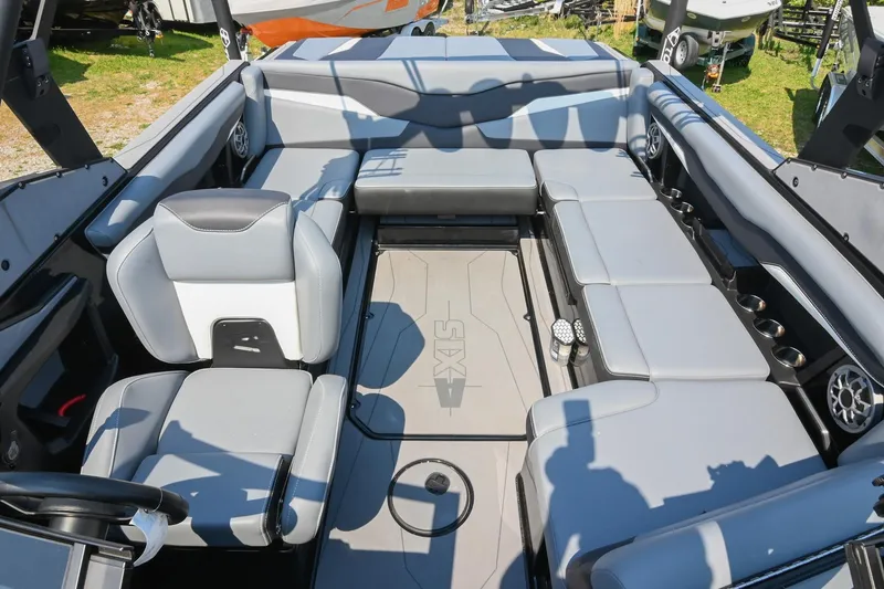 Slide: The Image of 2023 Axis T220 boat interior with spacious seating and modern design. - 20