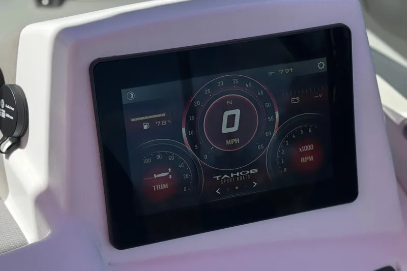 Slide: The Image of 2024 Tahoe T16 dashboard display showing speed, RPM, and fuel level. - 25