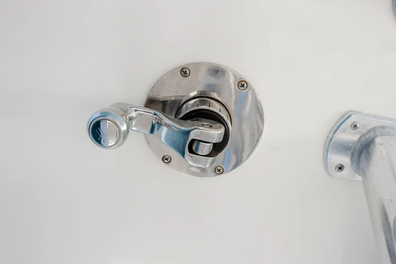 Slide: The Image of Chrome latch detail on 2019 SeaVee 370Z boat. - 20
